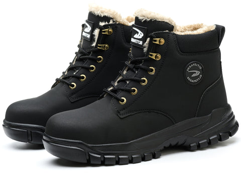 Steel Toe Work Boots for Men Women Fleece Lined Safety Shoes Warm Winter Snow Boots Industrial Sneakers