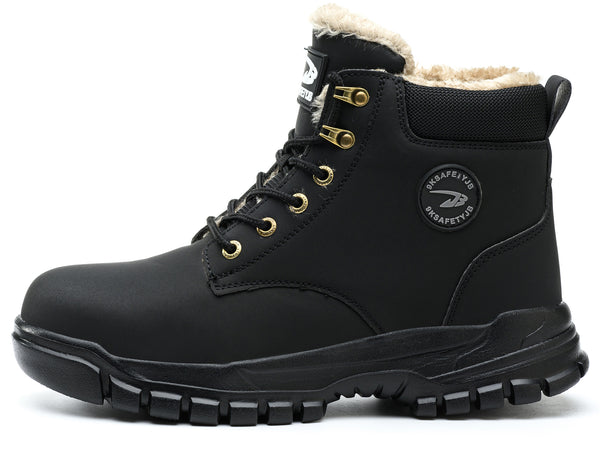 Steel Toe Work Boots for Men Women Fleece Lined Safety Shoes Warm Winter Snow Boots Industrial Sneakers