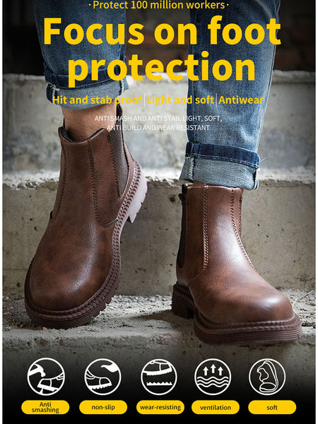 Steel Toe Work Boots for Men Women Leather Safety Shoes Construction Work Shoes Industrial Sneakers