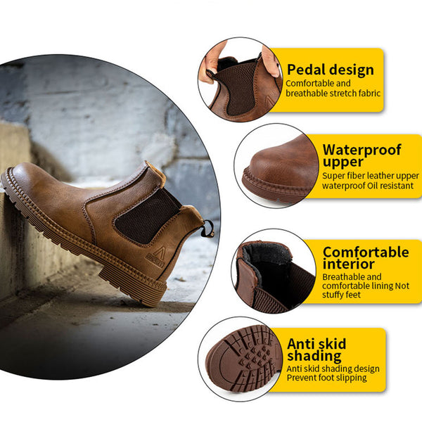 Steel Toe Work Boots for Men Women Leather Safety Shoes Construction Work Shoes Industrial Sneakers