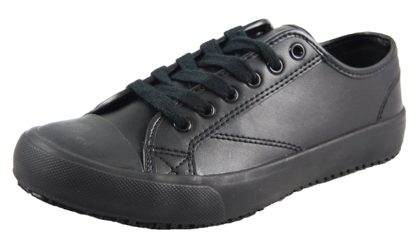 SRS Cheer Women's Slip and Oil Resistant Shoes Leather Black
